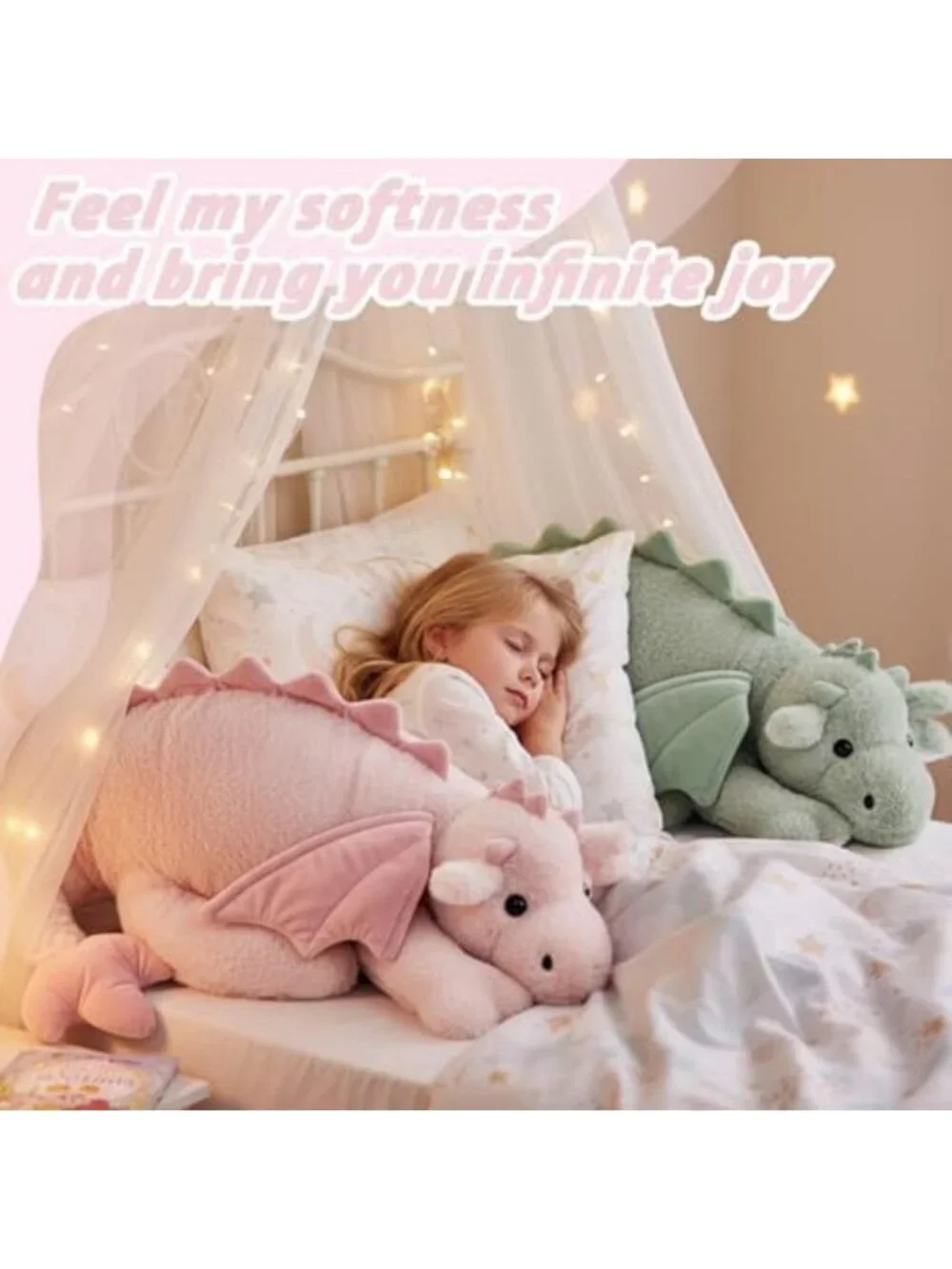 Cute 36in Pink Dragon Plush Toy - Giant Soft Pterosaur Pillow, Cuddly Gift